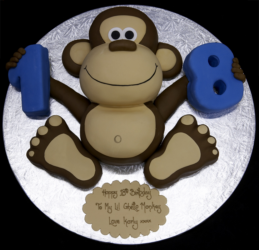 Bánh sinh nhật hình con khỉ có nền