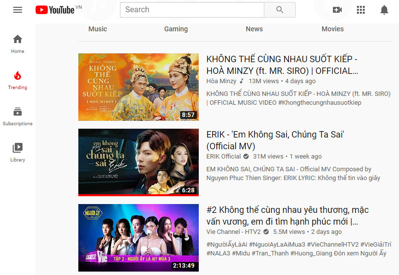 Mv Khong Thá»ƒ Cung Nhau Suá»'t Kiáº¿p Cá»§a Hoa Minzy VÆ°á»£t Erik Ä'á»ƒ Giá»¯ Vá»‹ Tri 1 Top Trending Mtrend