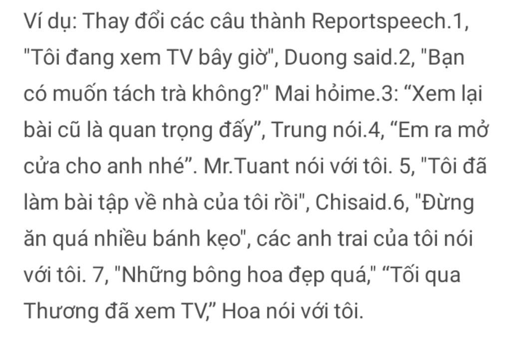 Ex: Change the sentences into reported speech. 1, e-change-the-sentences-into-reported-speech-1-i-am-watching-tv-now-duong-said-2-would-you-like-s