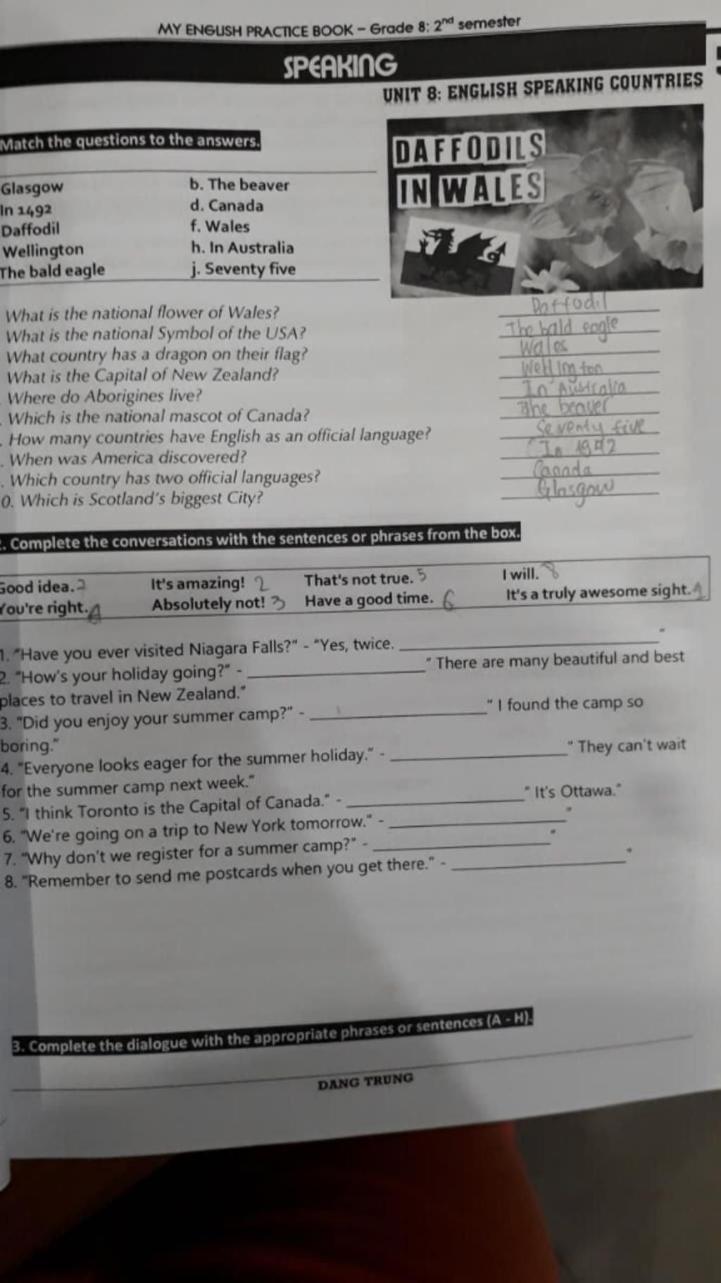 i-match-the-questions-to-the-answers-1-what-is-the-national-flower-of-wales-2-what-is-the-nation
