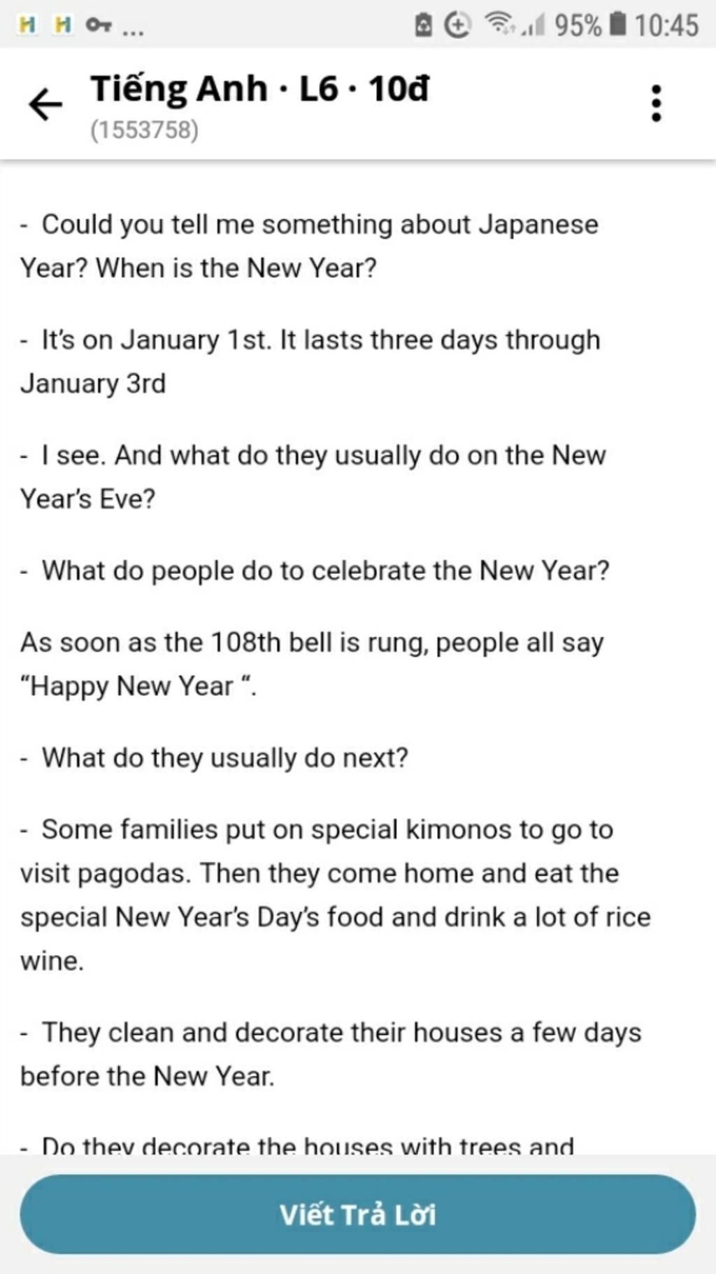 II.Arrange the sentences in the correct order to make a conversation between Mai and Michiko. Mai asks Michiko about how people in Japan celebrate the ii-arrange-the-sentences-in-the-correct-order-to-make-a-conversation-between-mai-and-michiko-mai