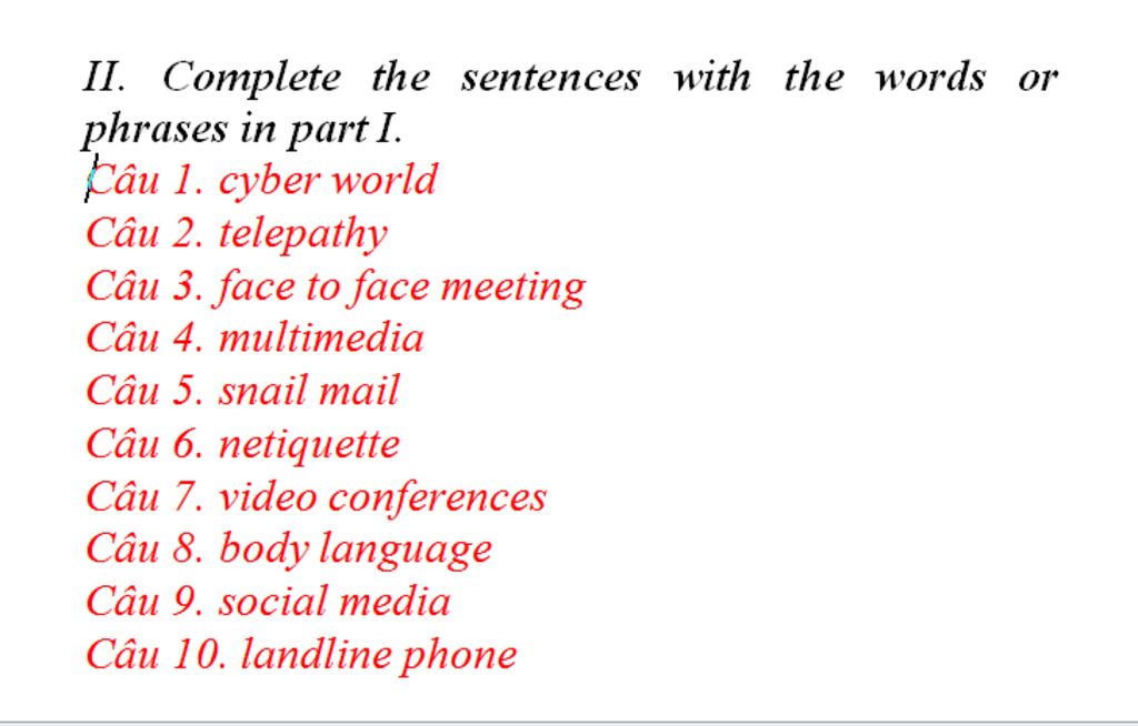 ii-complete-the-sentences-with-the-words-or-phrases-in-part-i-1-you-need-to-distinguish-between