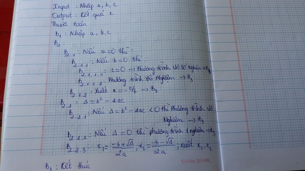 Tìm nghiệm của phương trình bậc 2 tổng quát ax2 + bx + c= 0 mô tả thuật toán giải bài toán bằng cách liệt kê tim-nghiem-cua-phuong-trinh-bac-2-tong-quat-a2-b-c-0-mo-ta-thuat-toan-giai-bai-toan-bang-cach-li